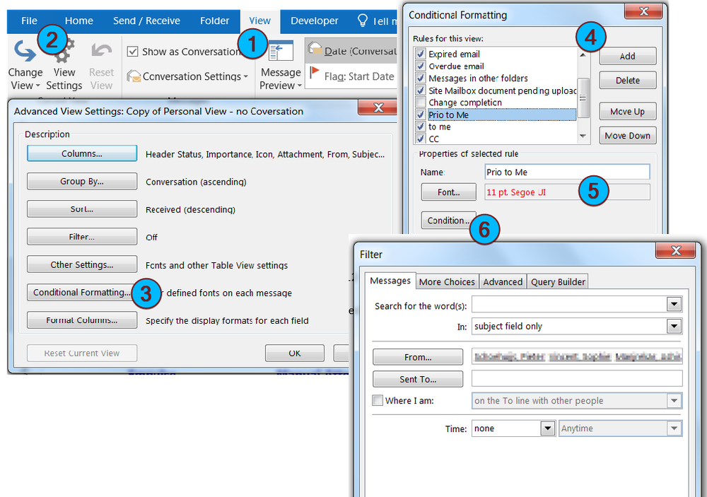 add field to outlook conditional formatting