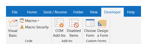 outlook for mac enable developer tab